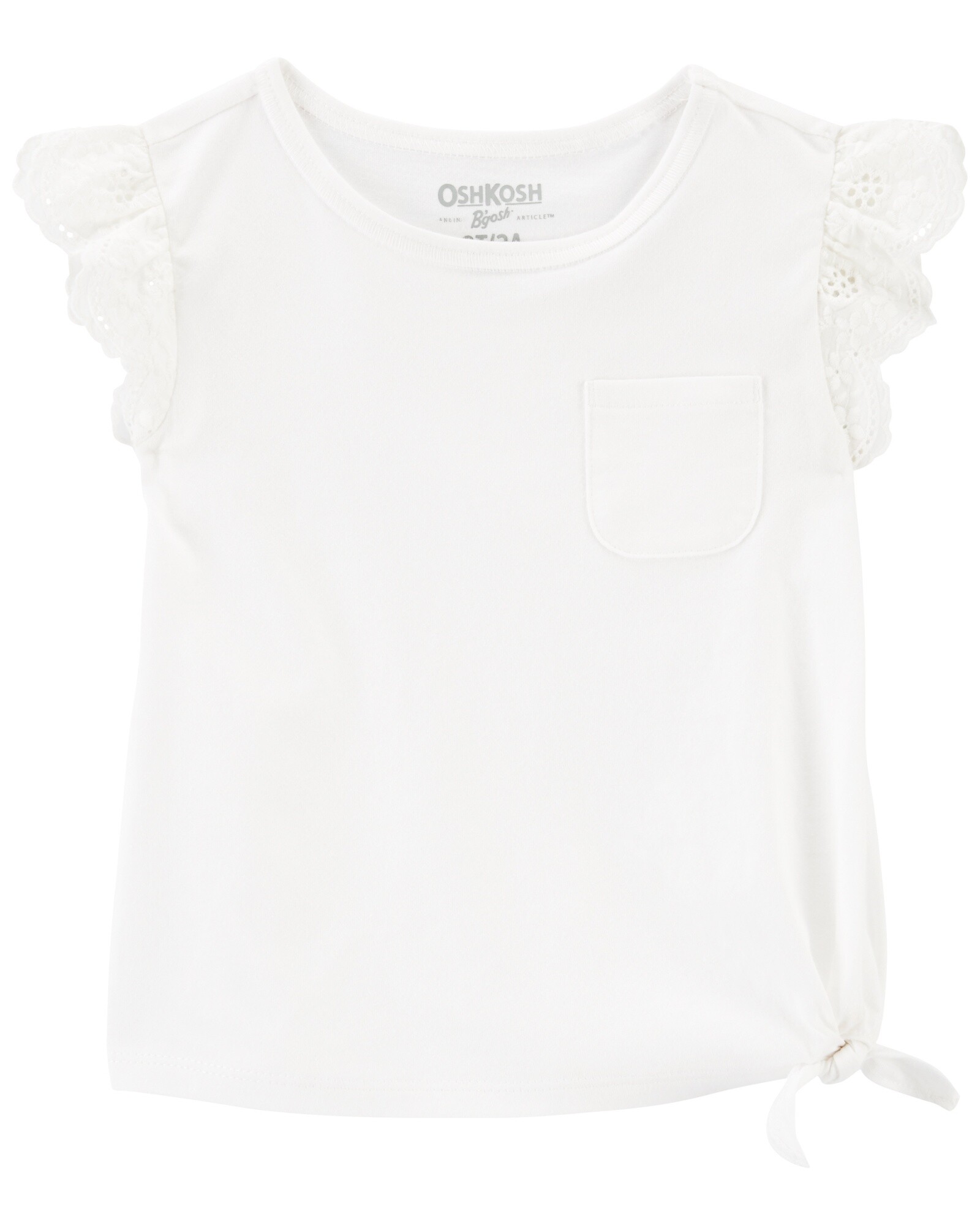 Blusa de algodón mangas con volados y broderie Sin color