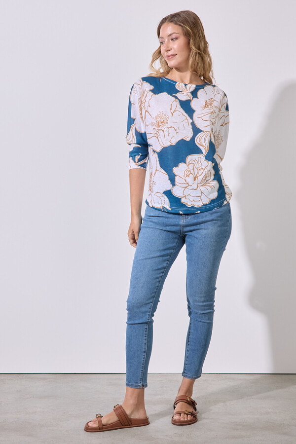 Blusa Tejida Print PETROLEO