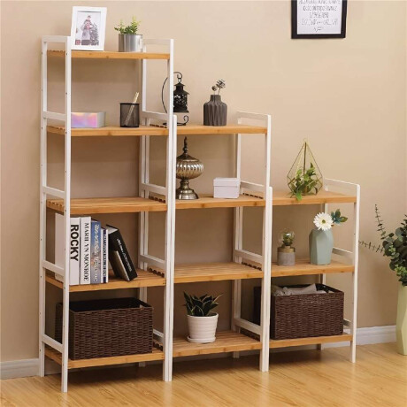 Estanteria 3 Tablas 45X32X80 Cm Bamboo Con Blanco