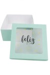 Caja flexi 20x20x9,5. c/visor impreso VERDE AGUA - ESTRELLAS