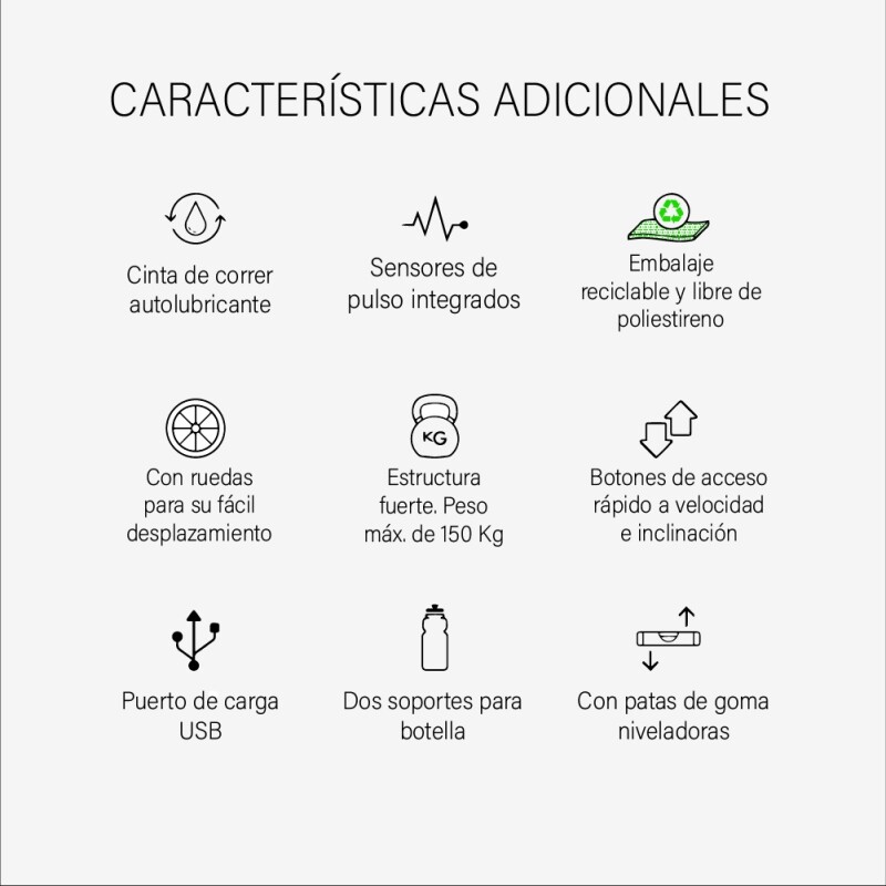 Caminador Adidas T23 Smart Treadmill – Equipo Reacondicionado Negro