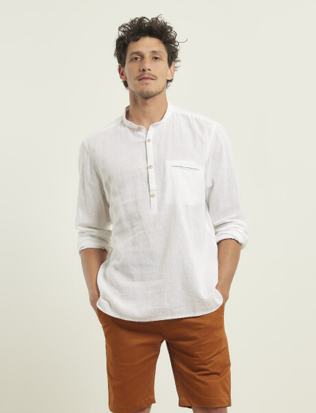 Camisa Harrington Label De Lino Blanco