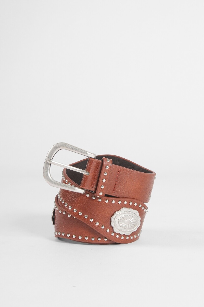 Cinturón aplique medallas marrón