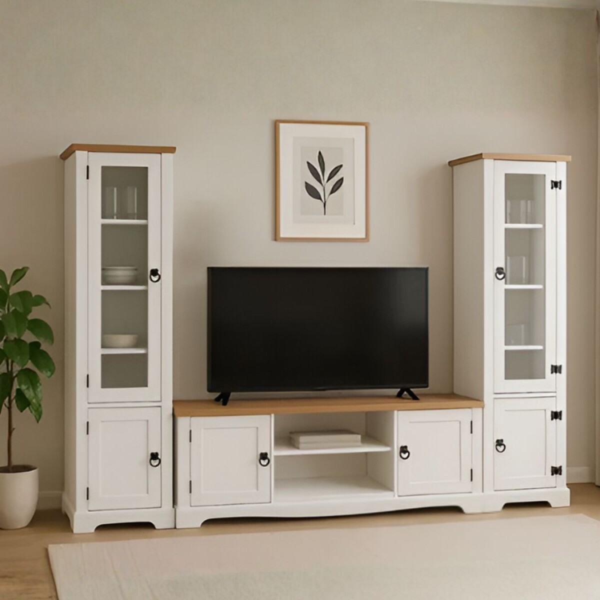 Promo Rack de TV + Paneleros Linea Naturale - Blanco 