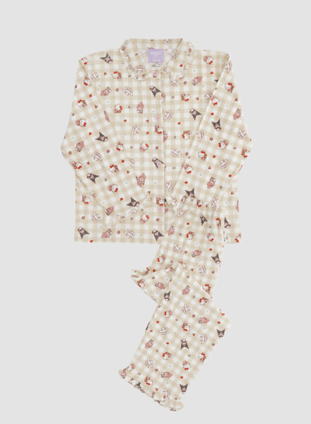 Pijama kitty and friends flannel mini Marfil