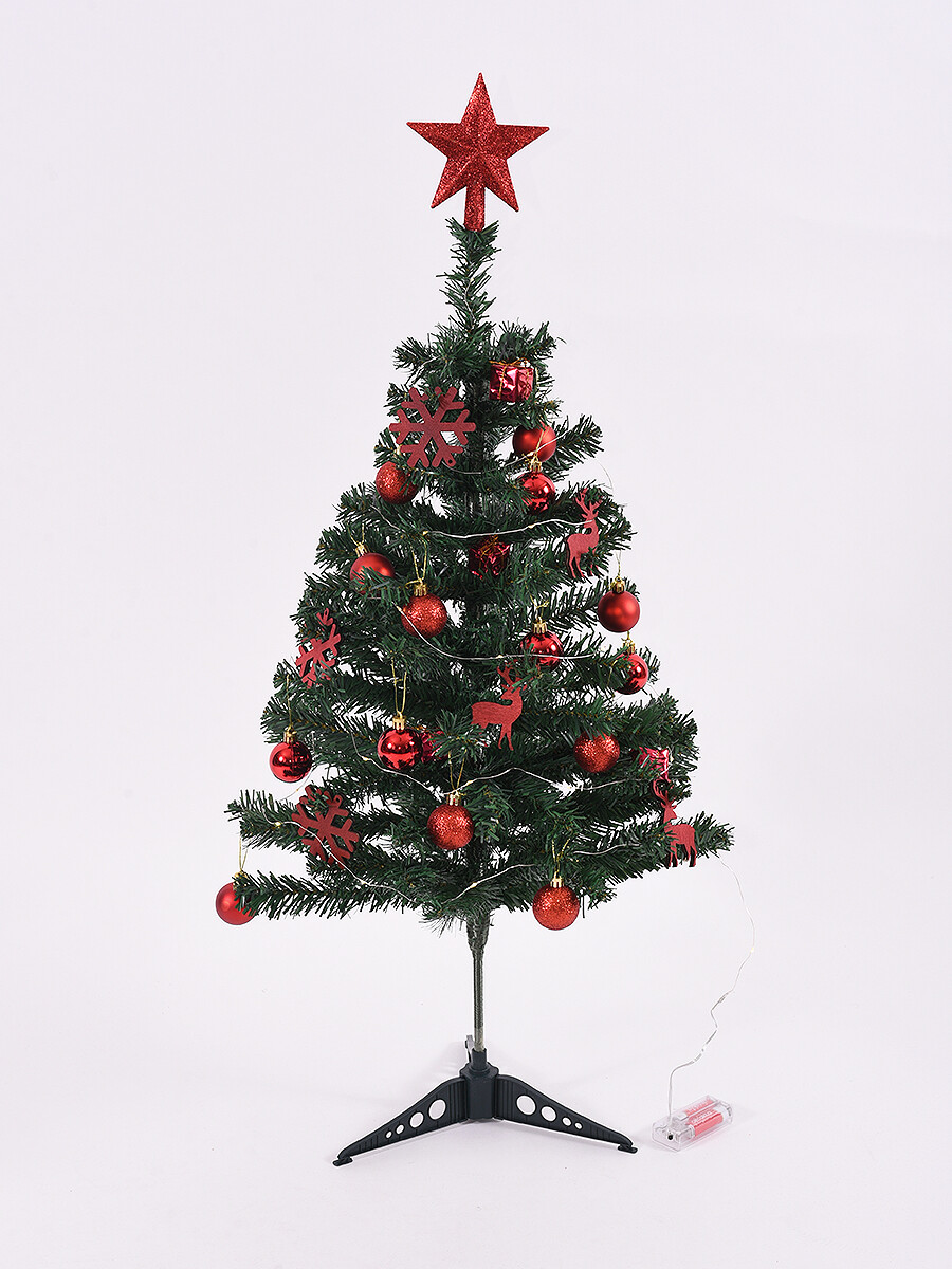 ÁRBOL CON ESFERA Y LUCES - ROJO 