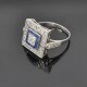 Anillo Estilo Antiguo En Platino, Brillantes Y Zafiros Sinteticos Anillo Estilo Antiguo En Platino, Brillantes Y Zafiros Sinteticos