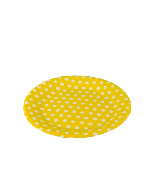 Plato 18 cm. diametro paquete x 10 AMARILLO LUNARES