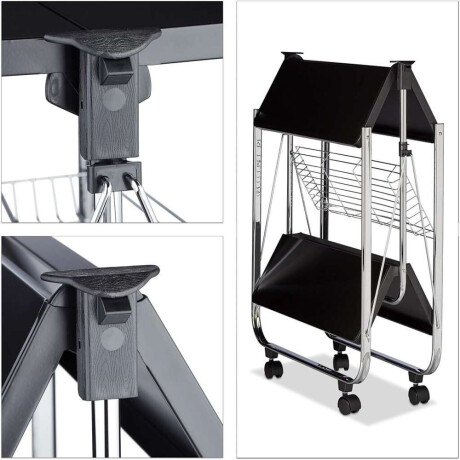Carrito Plegable 3Niveles 40X63X70Cm Negro Y Metal