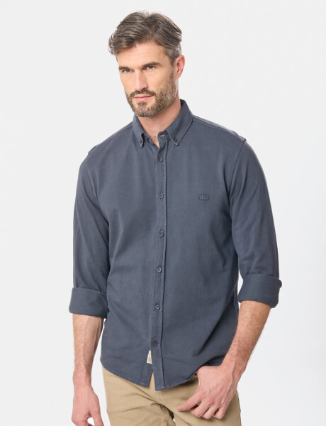 CAMISA PIQUE LISA MANGA LARGA Azul