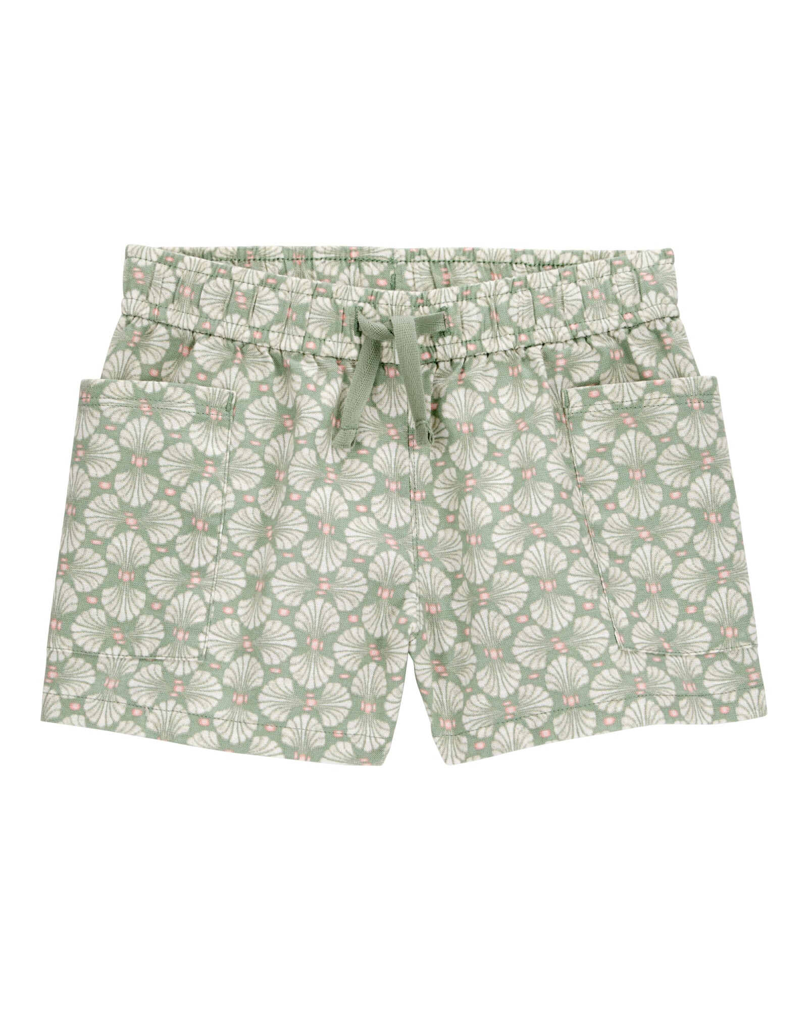 Short de algodón, con cordón, diseño floral Sin color