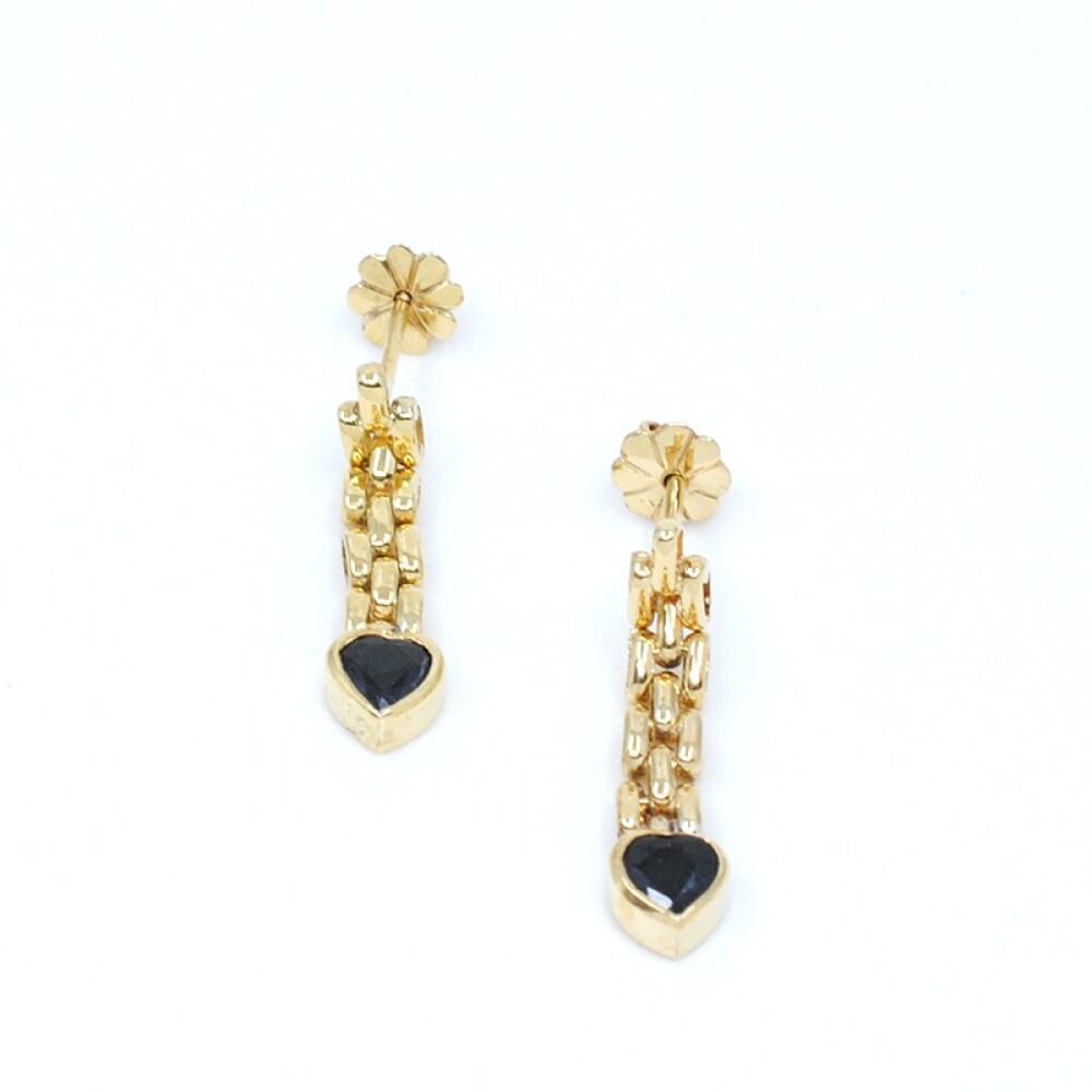 Caravanas en oro 18k amarillo y zafiros con forma de corazón Caravanas en oro 18k amarillo y zafiros con forma de corazón