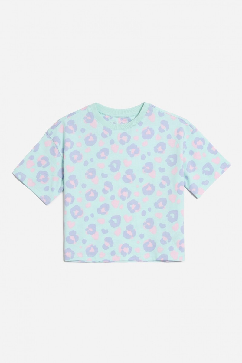 T-shirt animal print VERDE AGUA