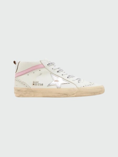 Golden Goose-Botines de cuero, Mid Star Blanco