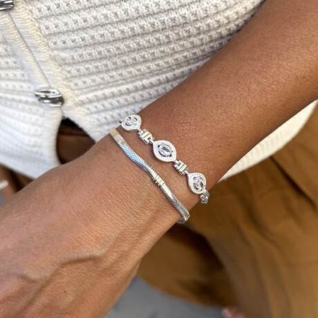 Pulsera 3 Circonias Blancas - Plata y Oro Pulsera 3 Circonias Blancas - Plata y Oro