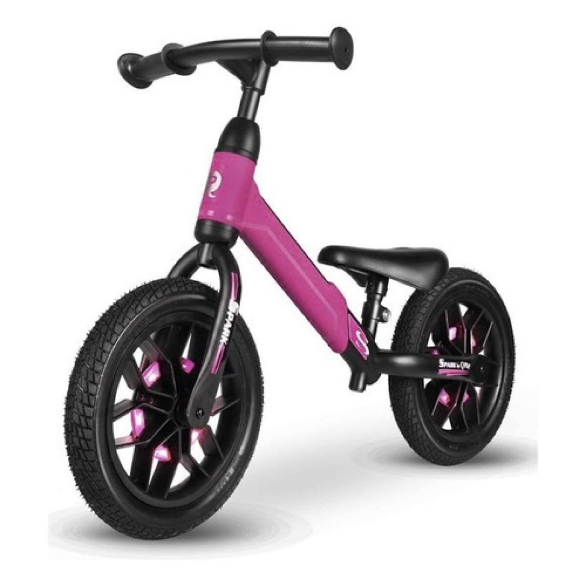 Bicicleta de equilibrio sin pedales con luces LED Qplay Spark - Fucsia 
