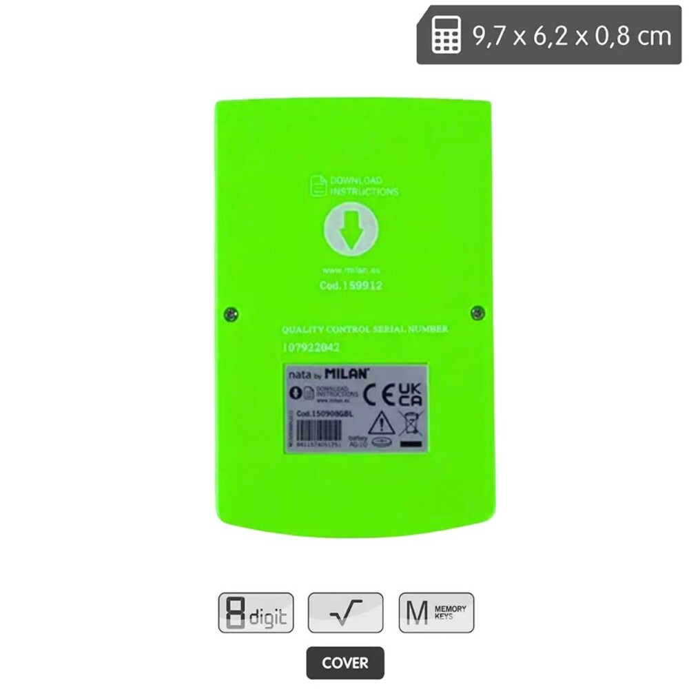 MAQUINA CALCULADORA MILAN 150908GBL POCKET VERDE FLUO MAQUINA CALCULADORA MILAN 150908GBL POCKET VERDE FLUO