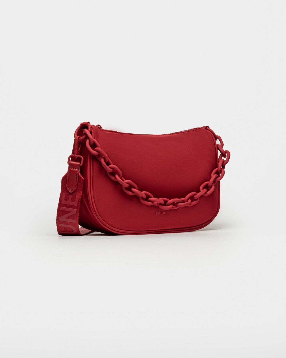 Cartera Mila Efecto Cuero Natural Rojo