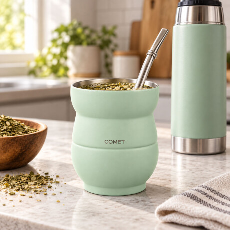 Mate Chico con Doble Pared en Acero Inoxidable 140Ml Comet Verde Pastel