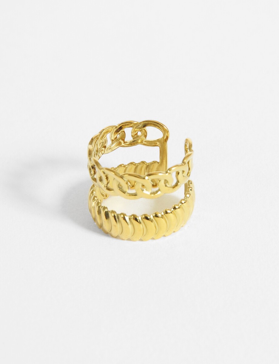 Anillo labrado ajustable acero - dorado 