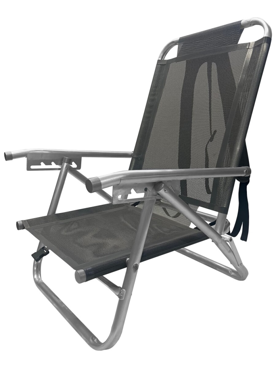 Reposera Playa En Aluminio Reclinable C/mochila Miami Beach - GRIS 