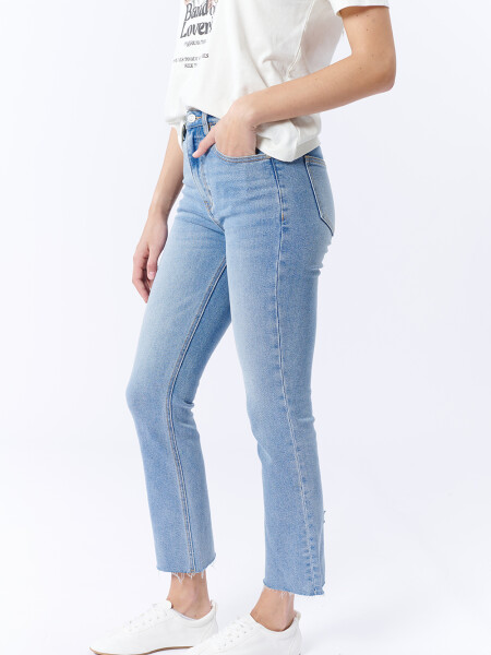 PantalÃ³n Jean Cropped Flare Azul claro