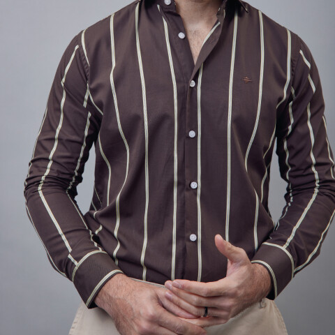 Camisa Luxury Chocolate con rayas beige