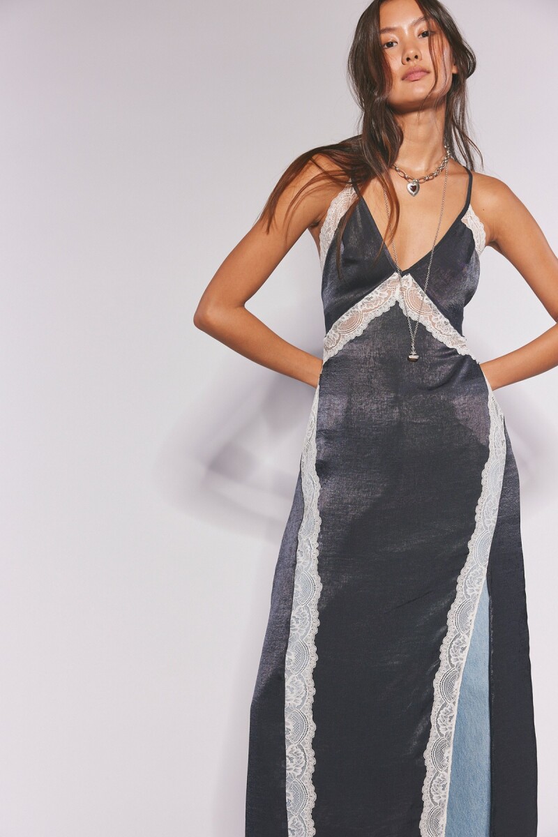 VESTIDO MAXI SLIP SOME KIND OF Negro