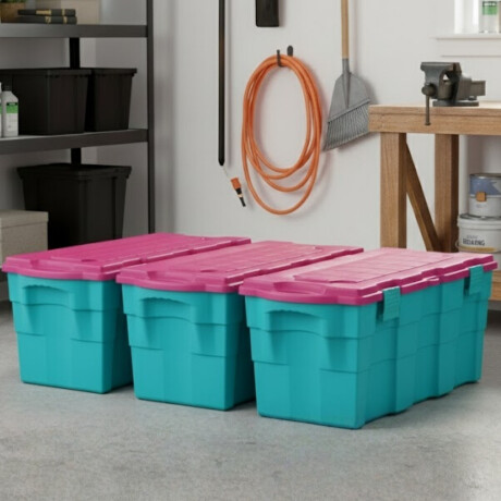Set x3 Baúl 100 lts TURQUESA/ROSA