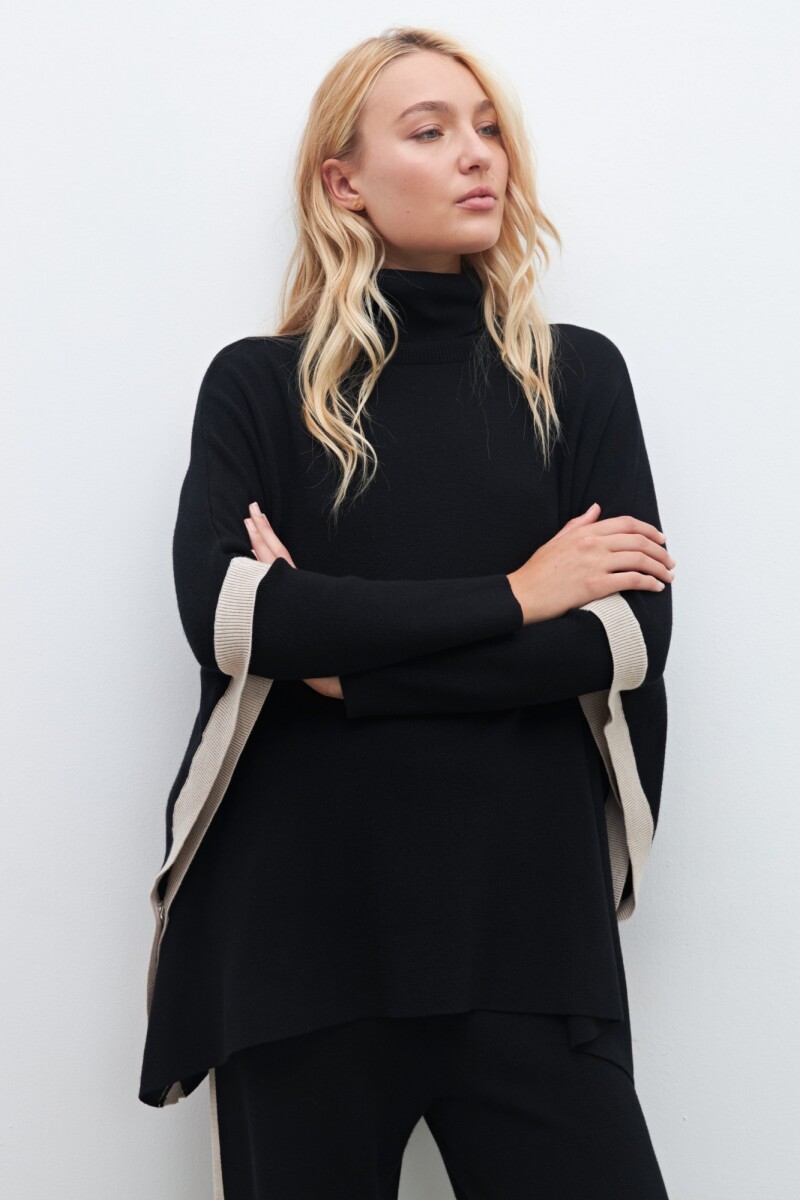 Polera oversized bicolor negro