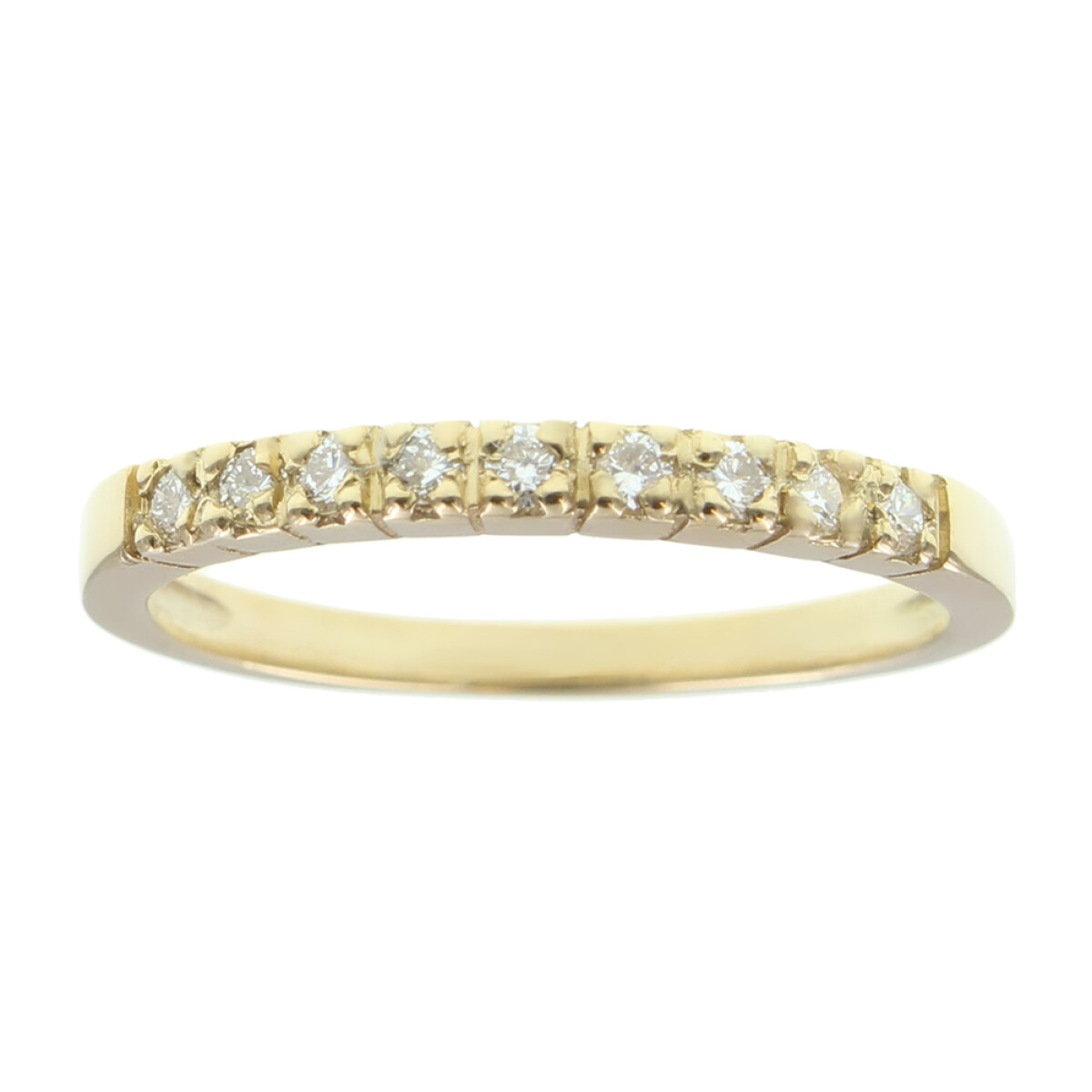 Anillo medio sin fin "H" de oro amarillo 18k con brillantes 