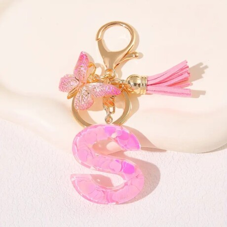 Llavero de letras S rosa