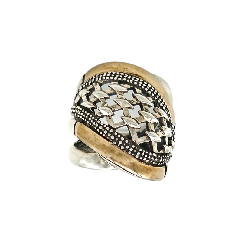 Anillo Calado-Plata y Oro-Sin Piedra-AN5046 sinpiedra