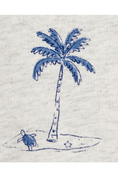 Set dos piezas de algodón, short y remera, diseño playa Sin color