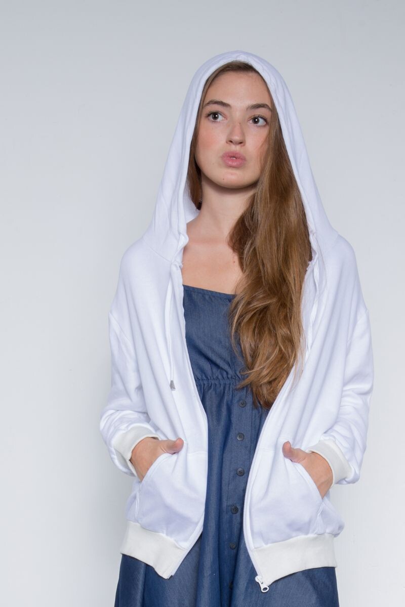 Campera capucha - Blanca 