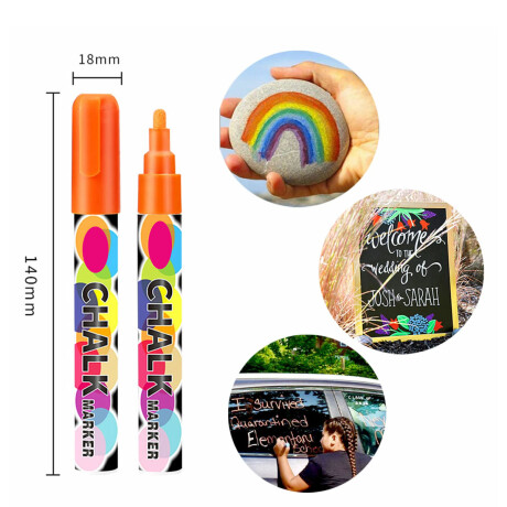 Set X24 Marcadores Tiza Líquida Punta Reversible Chalk Neon Brillo P/ Vidrio, Papel, etc Esc001001