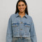 Campera Velor Azul Grisaceo