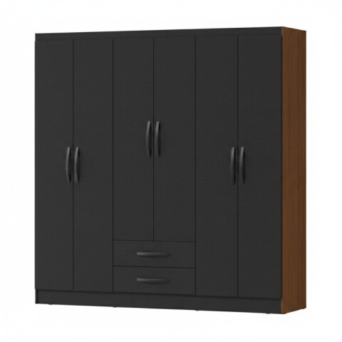 [OUTLET] Armario Ropero Placard de 6 Puertas Línea Plus con 2 Cajones y Perchero Horizontal - MDP - Negro - Dakar [OUTLET] Armario Ropero Placard de 6 Puertas Línea Plus con 2 Cajones y Perchero Horizontal - MDP - Negro - Dakar
