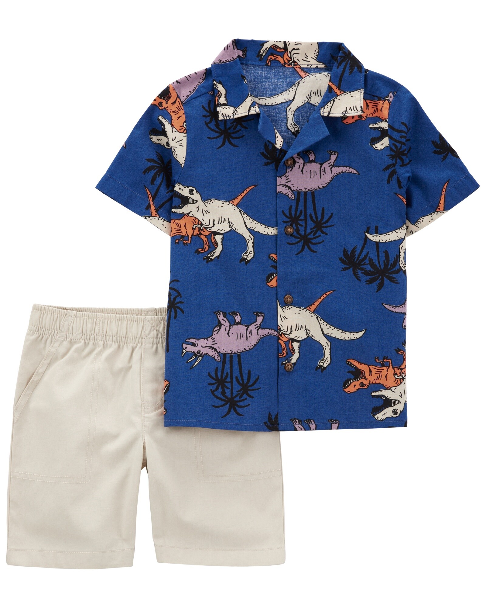 Set dos piezas, short de lona y camisa de algodón diseño dinos Sin color