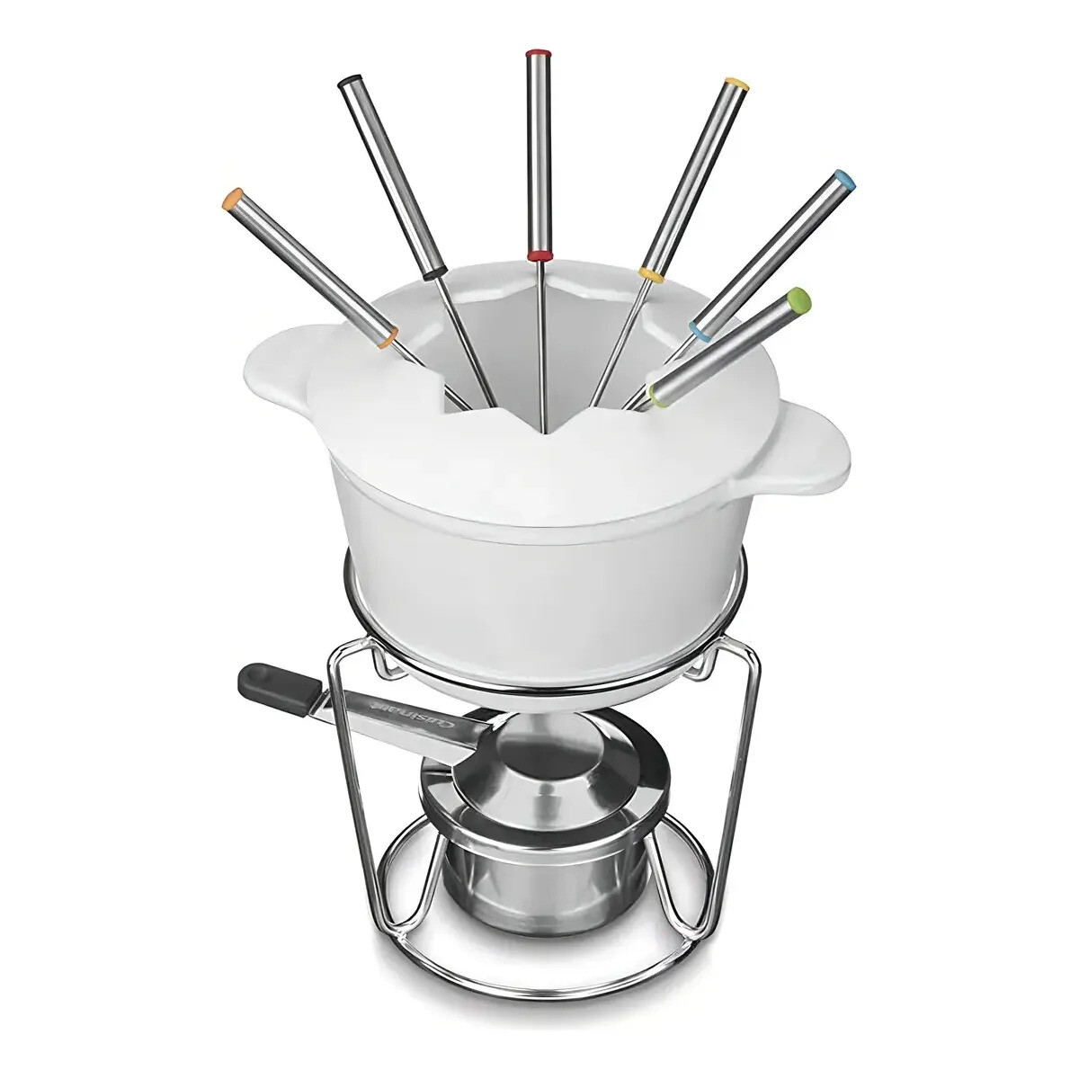 JUEGO DE FONDUE HIERRO FUNDIDO BLANCO 