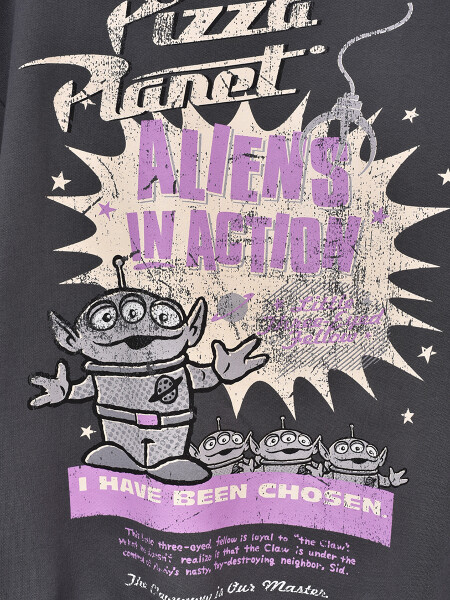 HOODIE PIZZA PLANET GRIS OSCURO