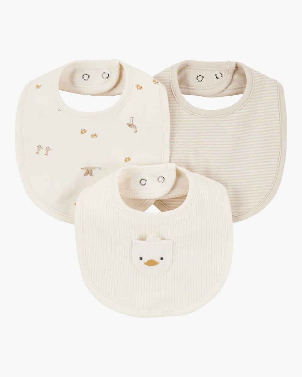 Set x3 baberos carters - patito beige 
