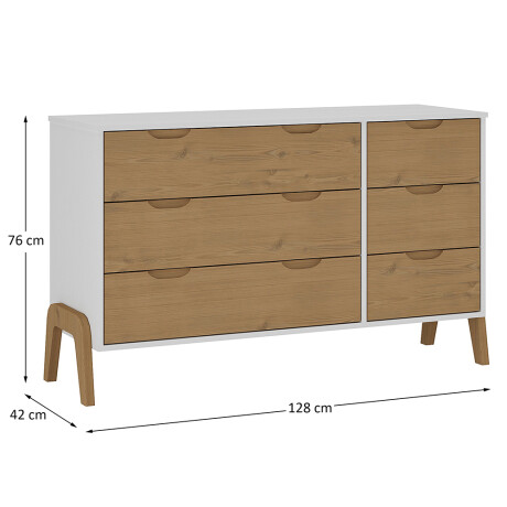 Comoda 6 cajones Linea Veneza Blanco/Miel