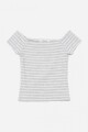 Remera off shoulder a rayas GRIS