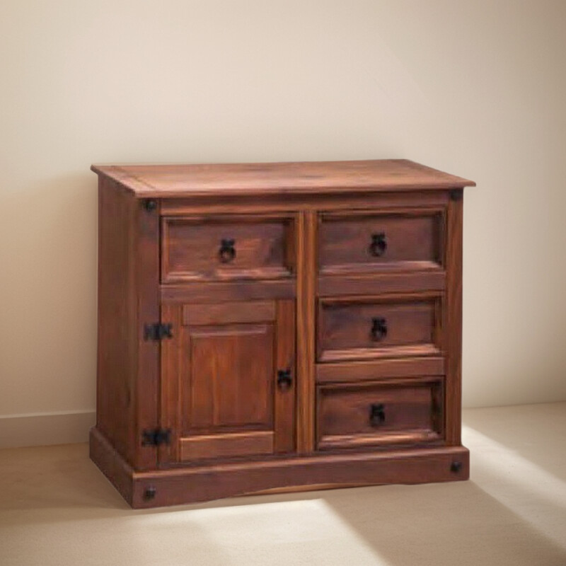 Mueble Aparador Madera Maciza Lustrada 4 Cajones 1 Puerta Mueble Aparador Madera Maciza Lustrada 4 Cajones 1 Puerta
