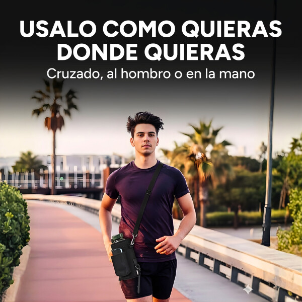 Bolso De Gimnasio Soporte Magnético P/ Botella Morral Correa Color Negro