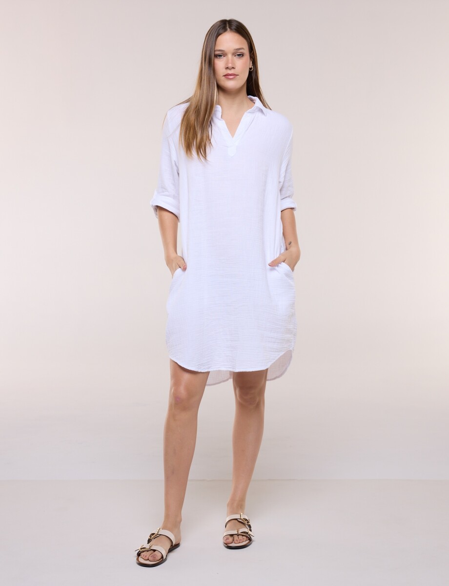 Vestido Botones - Blanco 