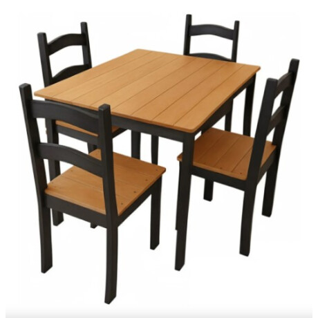 Juego de Comedor Mesa + 4 Sillas color Madera con NEGRO Juego de Comedor Mesa + 4 Sillas color Madera con NEGRO