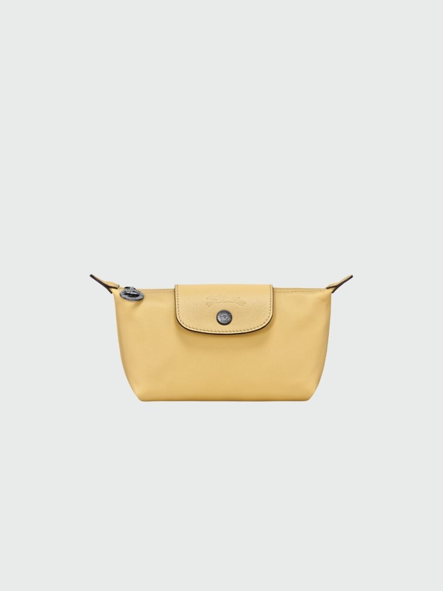 Longchamp -Neceser de cuero con cierre - Amarillo Pastel 