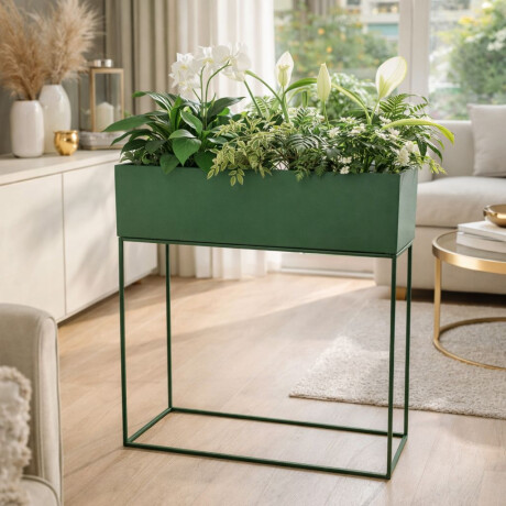 Maceta Rectangular Elevada con Pie Desmontable en Hierro Simil Hojalata Mediana